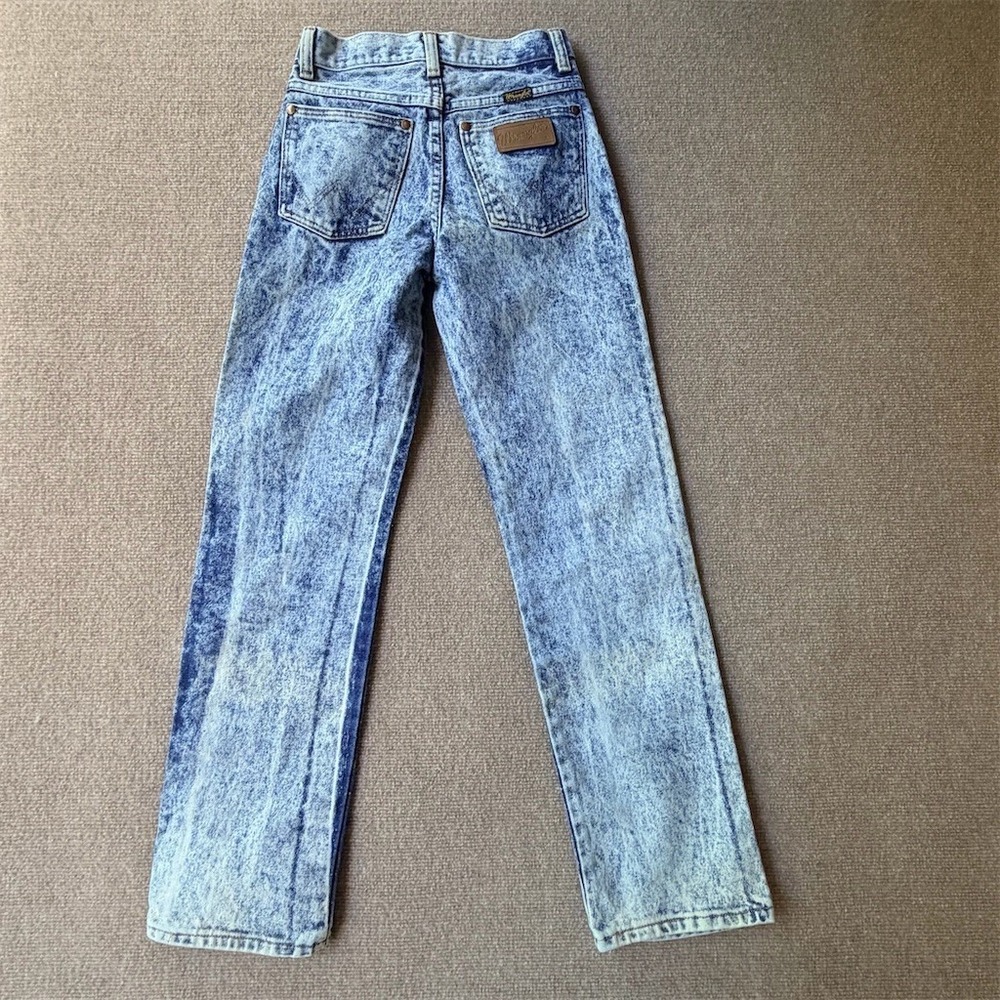 Vintage‎ Wrangler Jeans Womens Size 0 Blue Acid Wash High Rise Straight Leg